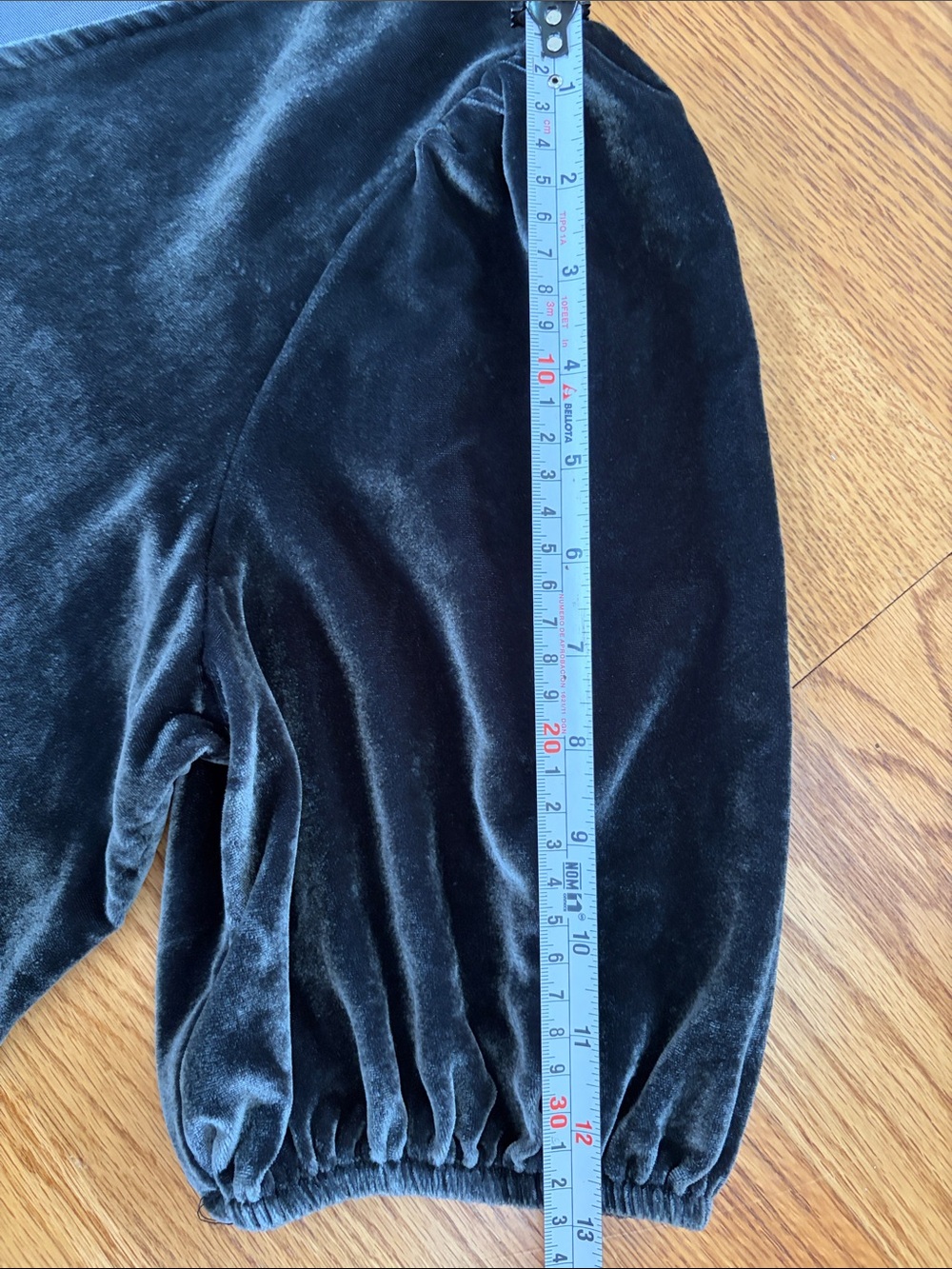 LOFT Velvet Blouse V-Neck Puff Sleeve Beautiful Elegant Charcoal. Medium - Picture 10 of 10